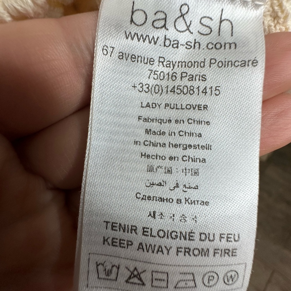 Ba&Sh Pino Off White Crochet Neutral Cotton Knit Sweater Size Small - Picture 16 of 17